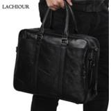 👉 Briefcase leather cowhide Lachiour Genuine High Qaulity Men Real Handbags Male Business Office A4 Laptop Bag Travel Tote