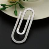 👉 Paperclip steel zilver Creative Stainless Metal Money Clips Paper Clip Holder Folder Banknote Silver