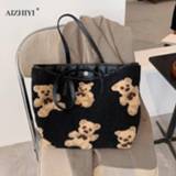 👉 Handtas large Cute Plush Bear Print Handbag Satchel Fashion Female Capacity Shoulder Bag Popular Simple Daily