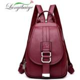 👉 Backpack leather vrouwen meisjes Hot 6 Color Women Backpacks High Quality Female Vintage For Girls School Bag Travel Bagpack Sac A Dos Back Pack