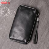 👉 Handtas leather cowhide New Men's Clutch Bag, Soft Long Wallet, Fashionable Simple Mobile Phone Bags