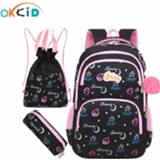 👉 Pencil meisjes OKKID primary school bags for girls pen bag set drawstring backbag cute backpack children book Christmas gifts