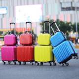 👉 Trolley vrouwen Travel suitcase 18inch carry ons cabin luggage case rolling set ABS Women spinner wheels fashion bag