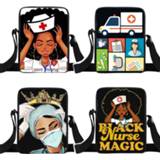 👉 Messenger bag zwart small vrouwen Black Nurse with Crown Afro Women Handbag Shoulder American Africa Ladies Crossbody Bags Bookbag