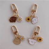👉 Keychain kinderen Cartoon Cute Cat Puppy Sun Flower Key Ring Chain Charm Holder Fashion Trinket Bag Pendant Kids Gift