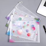👉 Organizer transparent plastic PP Document Bag A4 File Folder Multifunction School Office Storage Creative Zipper Case Pouch Cute