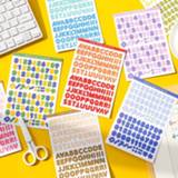 👉 Lettersticker 6Sheets Candy Color Digital Letter Stickers Alphabet Scrapbooking Decoration Photo Album Decor Planner Decals Stationary Sticker