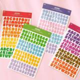 👉 Lettersticker 2Sheets Cute Color Letter Stickers Ribbon Alphabet Sticker Kawaii Scrapbooking Photo Album Planner Decoration Korean Stationery