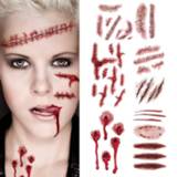 Tattoo Creative Halloween Horror Wound Realistic Bloodstained Scar Pattern Waterproof Stickers festival decorations Fake Tatoo