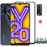 👉 Screenprotector 2 in 1 Tempered Glass on for Vivo Y20 Y20i Full Screen Protector Camera Lens Film Y30 Y50 Y 20 20i protective