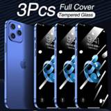 👉 Screenprotector XS 8 5 7 6 3PCS Full Cover Protective Glass on For iPhone 11 12 pro Screen Protector Tempered X XR Curved