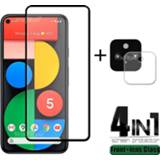 👉 Screenprotector 4-in-1 For Google Pixel 5 Glass Tempered Full Glue HD Screen Protector 4A Lens