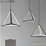 👉 Hanger zwart Modern Geometry Triangle Pendant Light Nordic Dimmable Black Led Hanging Lamp Suspension Luminaire Living Room Lamparass