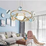 👉 Hanger jongens LED glass globe pendant light Wandering Earth planet chandelier Living Room Modern boys Creative rings