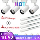 👉 10W 20W 30W 40W COB LED Track Light Adjustable Spotlight Clothes Store Indoor Aluminum Rail Lights 2 Wire Kit Lamp Exhibition