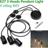 👉 Hanger zwart Smuxi Black E27 3 Heads Pendant Light Vintage Industrial Edison Ceiling Lamp Dining Lighting Retro