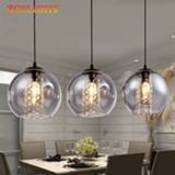 👉 Hanger Modern bried dia 20cm amber glass ball pendant light fixture fashion DIY home deco living room crystal E14 LED bulb lamp