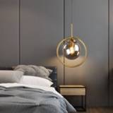 👉 Hanger Modern Glass Ball Pendant Lighting Fixture Golden Ring Kitchen Dining Room Bedside Hanging Lamps Luminaire Suspension Lights
