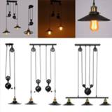 👉 Hanger E27 Vintage Loft Retro Pendant Light 1/2/3 Heads Sconce Hanging Pulley Lamp Fixtures Restaurant Bar Home Decoration AC110-240V