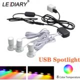 👉 Afstandsbediening zwart zilver LEDIARY 5V Dimming Mini LED RGB Spot Downlights Lamp Set Remote Control Ceiling Surface1W Silver Black USB Cabinet Lights