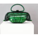 👉 Handtas 29x14CM 2020 Acrylic Bird Cage Bamboo Basket Bag Hollow Hand Holiday Beach Weave Handbag a6103