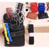 Holster PU leather Rivet Hair Scissor Bag Clips Hairdressing Barber Pouch Holder Case with Waist Shoulder Belt