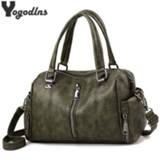 👉 Messenger bag PU leather vrouwen Soft Ladies Female Boston Zippers Handbag Purse Casual Women Totes Single Shoulder Bags 2020