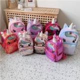👉 Backpack PU leather meisjes kinderen Girls Sequins Unicorn Fashion Glitter School Book Bag Cute Hologram Laser Shoulders for Kids