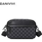 👉 Messenger bag PU leather Fashion Men's Crossbody Casual Plaid Designer Sling Shoulder Bags for Men Multifunction Travel Handbags