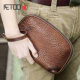 👉 Handtas leather AETOO Handmade clutch bag large-capacity trendy men's casual handbag plant rub