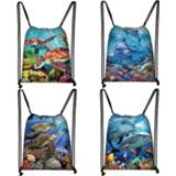 👉 Backpack canvas vrouwen Sea Turtle / Dolphin Drawstring Bag Women Storage Bags Casual for Travel Shoes Holder Ladies Beach