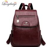 👉 Backpack leather large vrouwen meisjes 2019 Winter women high quality fashion school bag for girls lady travel shoulder