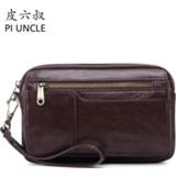 👉 Handtas leather PI UNCLE Brand Gennuine Casual Business Day Clutch Bag Men Envelope Cell Phone Pouch Wallet Case Wristlet Handhold Bags