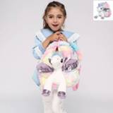 👉 Backpack meisjes Cute Unicorn Student School Girl Cartoon Mini Fur Schoolbag Kidergarten Doll Plush Bag Toy Children Gift