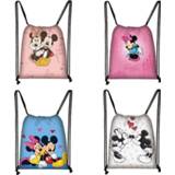 👉 Backpack bruin vrouwen meisjes jongens Mickey Minnie Print Drawstring Bag Women Travel Teenager School Brown Girl And Boy Fashion Female Storage O