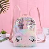 👉 Backpack meisjes Girls Fashion Sequins Unicorn Cute Children Satchel School Bag Causal Glitter For Teenager