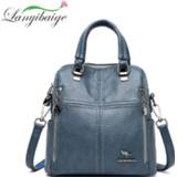 👉 Backpack leather vrouwen LANYIBAIGE New Women Multifunction Bags Designer High Quality Crossbody Bag School Travel Backpacks