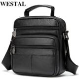 👉 Schoudertas zwart leather small mannen WESTAL bag for men male genuine black men's shoulder bags with handle mini handbags man messenger 0505