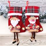 👉 Sock Fashion Christmas Stockings Gift Bag Tree Decoration Supplies Plaid Non woven fabric Material Socks shapes design new