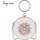 👉 Clutch wit vrouwen Women's Evening White Bag Sun Flower Crystal Round Handbags Luxury Design Wedding Purse Party Shoulder ZD1528