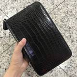 👉 Clutch leather large Authentic Exotic Crocodile Belly Skin Businessmen's Wristlets Purse Bag Genuine Alligator Male Card Holders