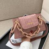 👉 Handtas leather vrouwen Fashion Stone Pattern Handbag Totes Portable Women Acrylic Chain Circle Ring Crossbody Bags Female Underarm Shoulder Bag