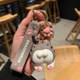 👉 Keychain meisjes Cat Butt Cartoon Female Cute Couple Lovers Pair Gift Bag Ornament Car Key Chain Lanyard Child Toy INS Kawaii Girl