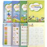 👉 Copybook 4 Books/Sets of Magic Book, Children's ,Reusable Handwritten Exercise Chinese Calligraphy And Lettering, Learn English