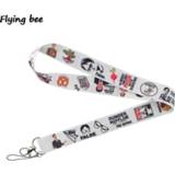 👉 Keychain vrouwen Flyingbee office funny staff Lanyard Keys Holder Women Strap Neck Lanyards for ID Card phone X0368