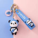 👉 Keychain meisjes Cartoon Bear Doll Lover Creative Personality 3D Car Chain Key Ring Cute Female Hand Rope Bag Ornaments Girl Gift Toy