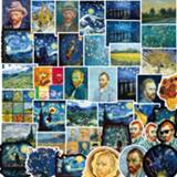 👉 Skateboard 10/50PCS Van Gogh Oil Painting Stickers Waterproof Sunflower Art Sticker Laptop Refrigerator Computer Graffit