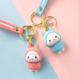 👉 Keychain meisjes Cute Rabbit Doll Pendant Creative Personality Car Chain Ring A Pair Of Simple Couple Kawaii Bag Ornaments Girl Gift