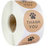 Round Kraft Paper Thank You for Bear footprints Stickers 50labels/wad Sticker Cute handmade Stationery