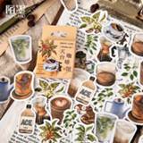 👉 Stickeralbum 46 pcs /Box Fragrant Coffee Decorative Adhesive Stickers Album Diary Paper Hand Account Decor